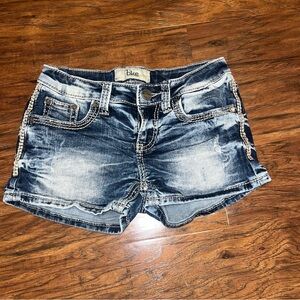 BKE Kids Distressed Denim Shorts - Blue and White Sz 14